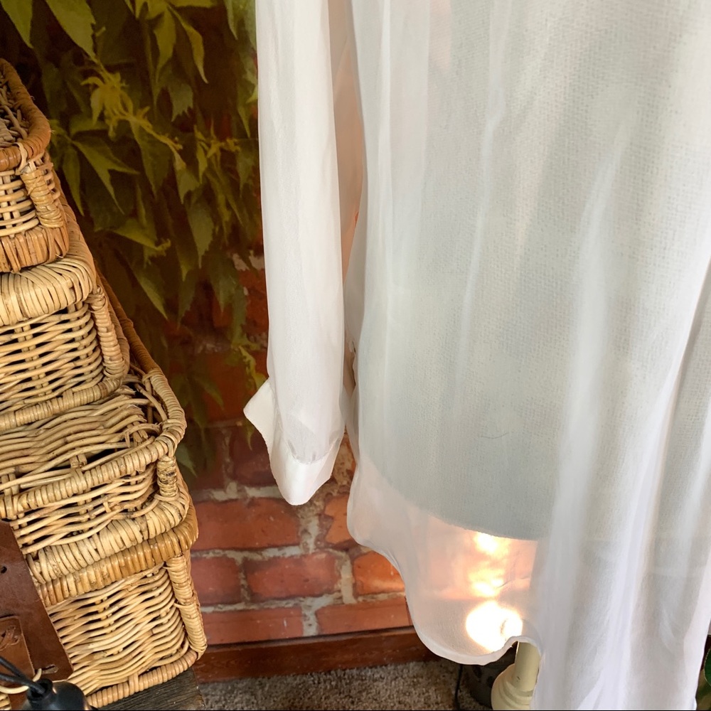 Half button up sheer top blouse career XL roll tab - Picture 4 of 12